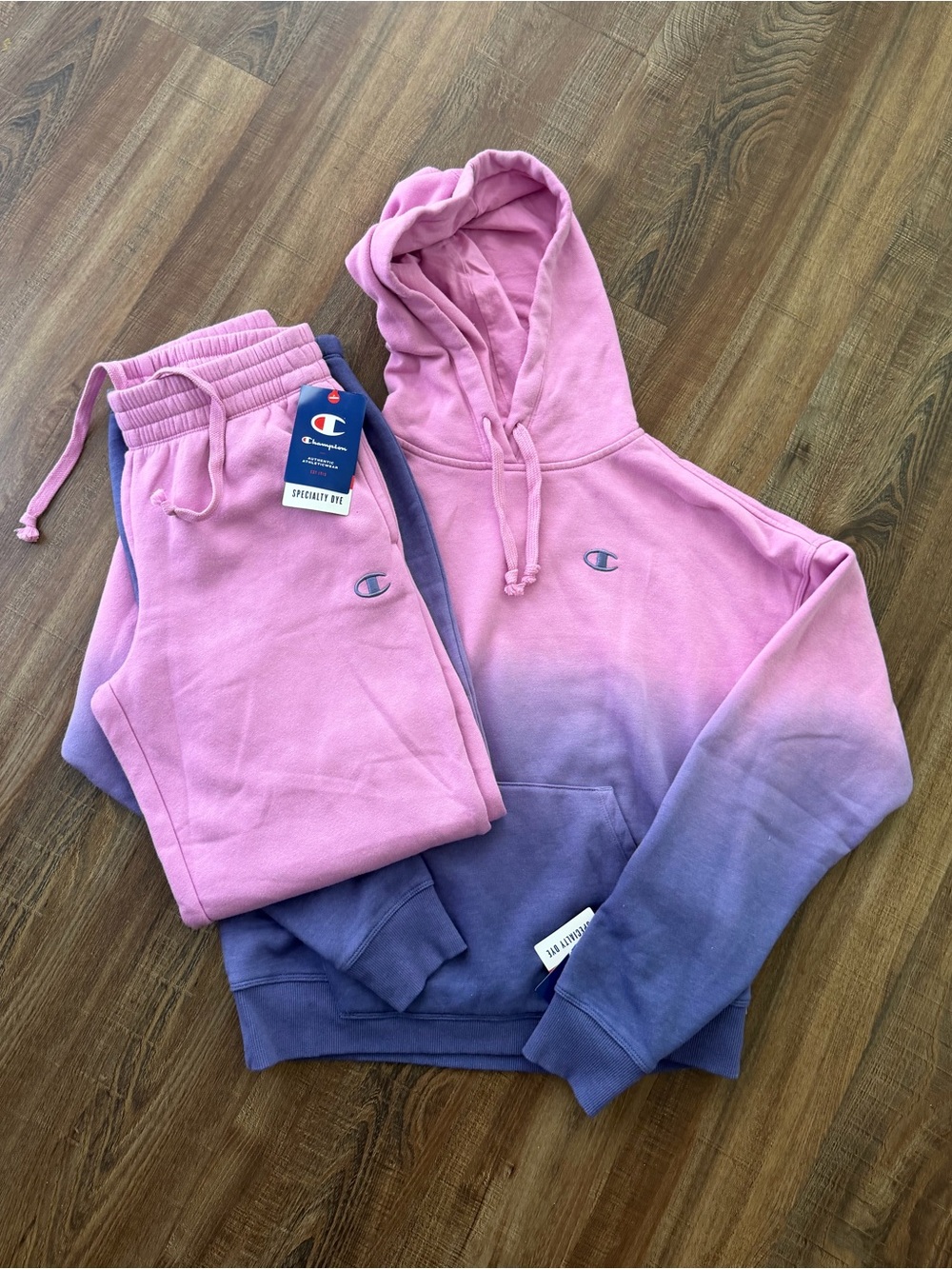 Champion Pink to Purple Ombre Hoodie & Joggers Set Size XS NWT